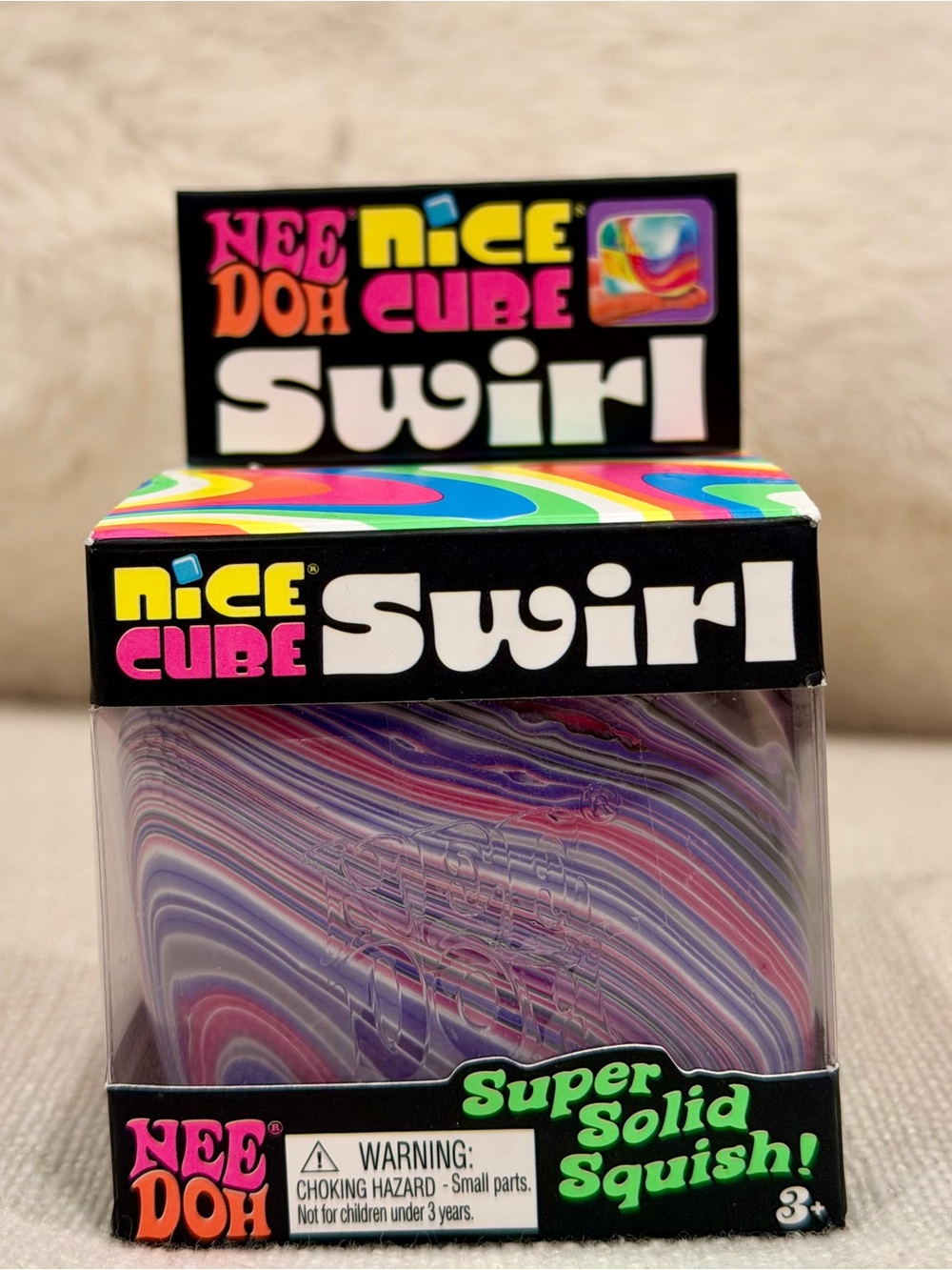 NeeDoh Swirl Super Solid Squish Cube - Purple Swirl